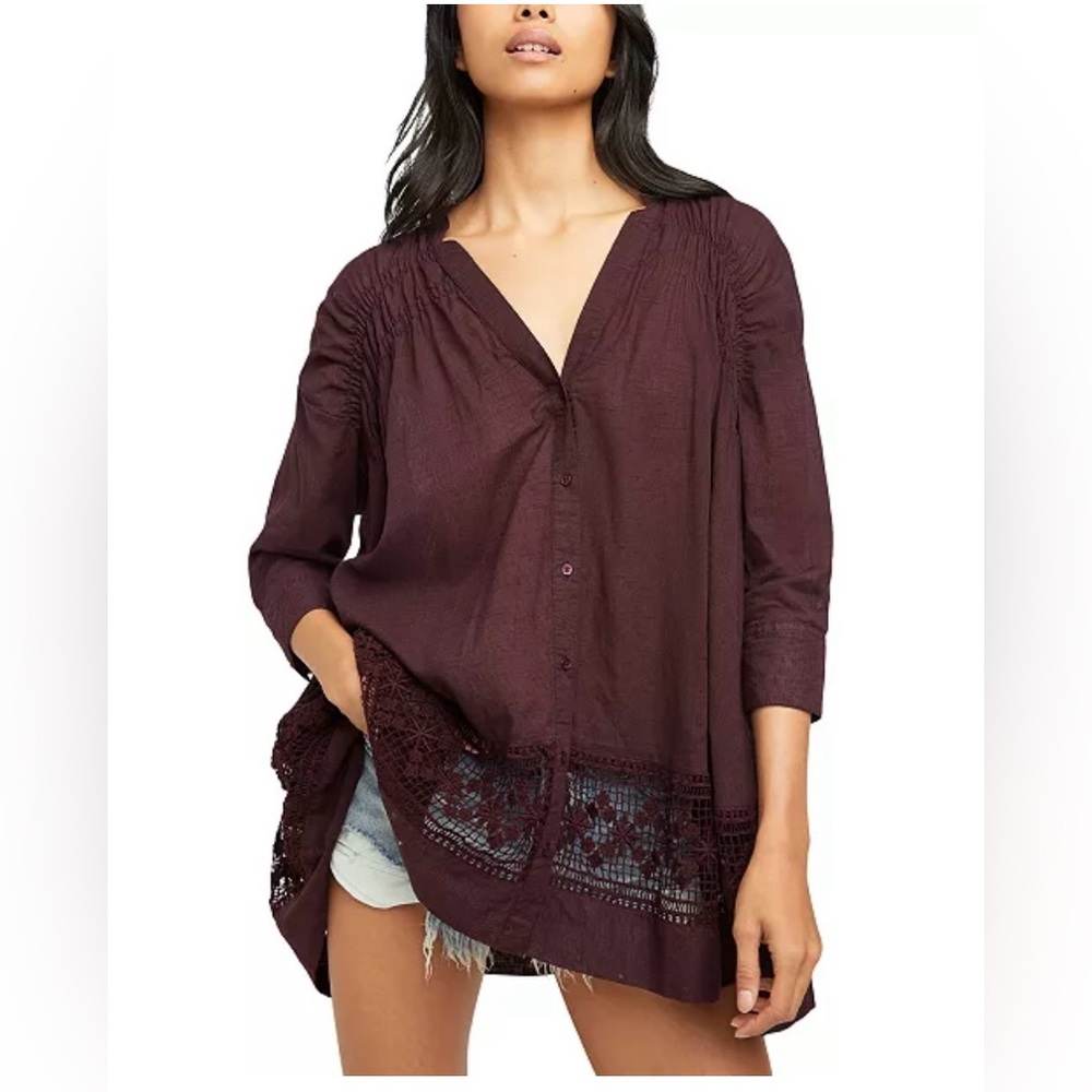 Free People Button Front Tunic With Pockets Size XS